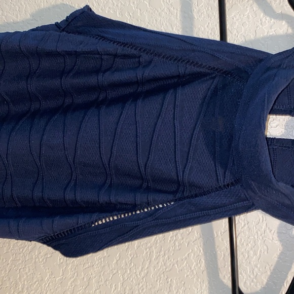 Navy mid length dress strapless cute macys - Picture 2 of 3